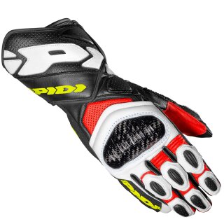 Spidi Carbo 7 Motorrad Handschuh rot neongelb schwarz