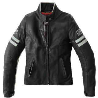 Spidi Vintage Lady Damen Motorrad-Jacke Leder schwarz hellgrau