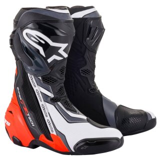 Alpinestars Supertech R Stiefel schwarz neonrot weiss grau