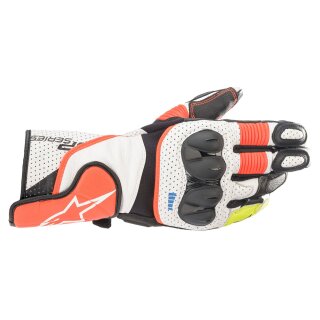 Alpinestars SP-2 V3 Motorrad-Handschuh weiss neonrot schwarz