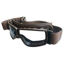 Aviator T2 Motorrad-Brille gold, Leder braun, Glas klar