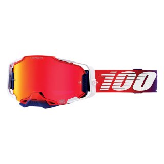 100% Armega Factory weiss blau rot Crossbrille Hiper rot verspiegelt