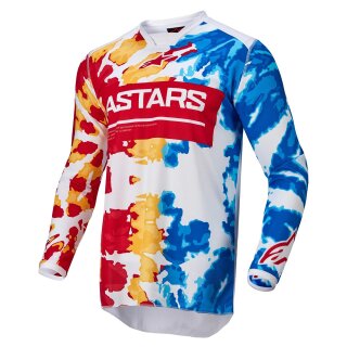 Alpinestars Racer Squad Motocross-Hemd weiss rot gelb blau