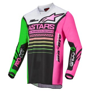 Alpinestars Racer Compass Motocross-Hemd schwarz grün pink
