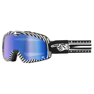 100% Barstow Death Spray schwarz weiss Crossbrille blau verspiegelt