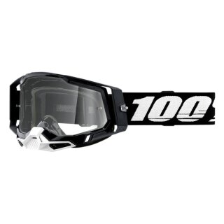 100% Racecraft 2 Schwarz weiss Crossbrille klar