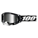 100% Racecraft 2 Schwarz weiss Crossbrille silber...