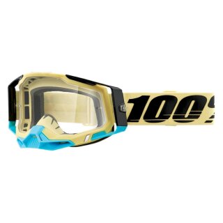 100% Racecraft 2 Airblast beige blau Crossbrille klar