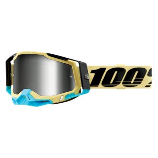 100% Racecraft 2 Airblast beige blau Crossbrille silber verspiegelt