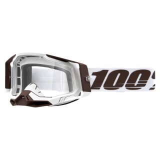 100% Racecraft 2 Snowbird braun weiss Crossbrille klar