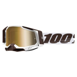 100% Racecraft 2 Snowbird braun weiss Crossbrille gold verspiegelt