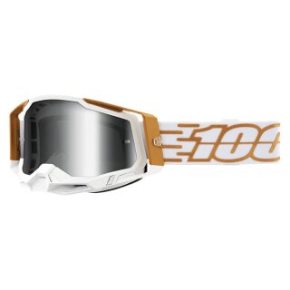 100% Racecraft 2 Mayfair weiss gold Crossbrille silber verspiegelt