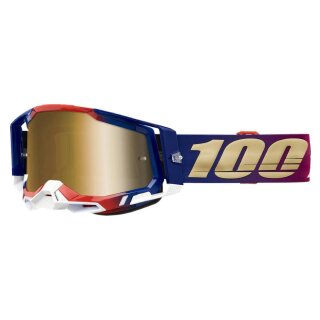 100% Racecraft 2 United blau rot Crossbrille gold verspiegelt