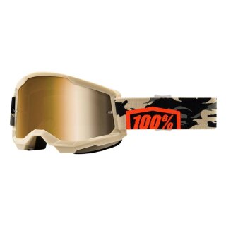 100% Strata 2 Kombat beige Crossbrille gold verspiegelt