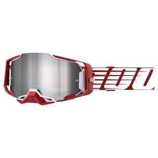 100% Armega Oversized Deep rot weiss Crossbrille silber verspiegelt