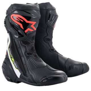 Alpinestars Supertech R Stiefel schwarz weiss neonrot neongelb