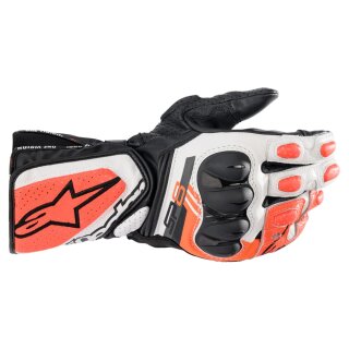 Alpinestars SP-8 V3 Motorrad-Handschuh schwarz weiß neonrot