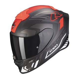 Scorpion Exo-R1 Evo Carbon Air Supra Helm mattschwarz silber weiß