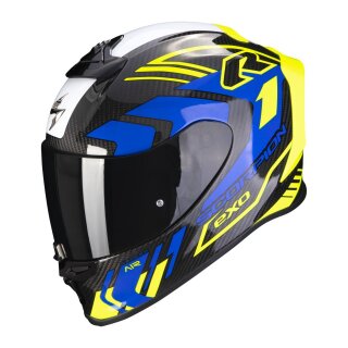 Scorpion Exo-R1 Evo Carbon Air Supra Helm schwarz neongelb blau