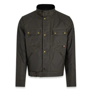 Belstaff Brooklands Wax-Cotton Motorrad-Jacke Olive grün