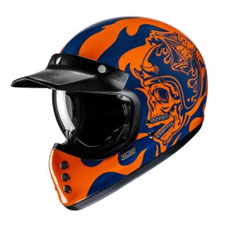HJC V60 Flame Motorrad Jethelm MC27 blau neonorange
