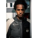 Held Baker 2 Motorrad Leder-Jacke blau beige burgund