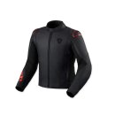 Revit Quadratic Motorrad-Jacke Leder schwarz neonrot