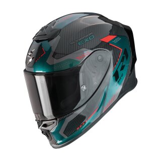 Scorpion Exo-R1 Evo Carbon Air Propel Helm schwarz grün Petrol