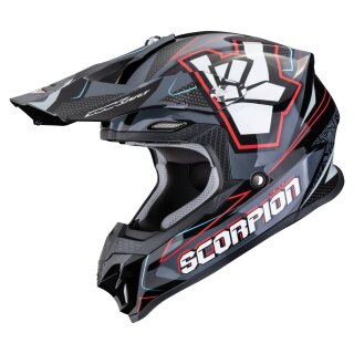 Scorpion VX-16 Evo Air Rok Crosshelm schwarz grau rot