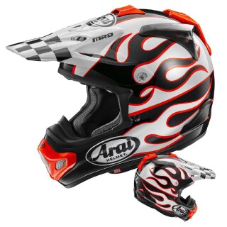 Arai MX-V Evo Flame Crosshelm weiß rot schwarz