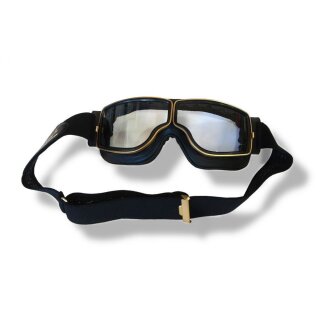AVIATOR Brille T2 für Brillenträger gold schwarzes Leder klare Gläser
